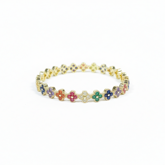Enhanced multicolored clover bracelet