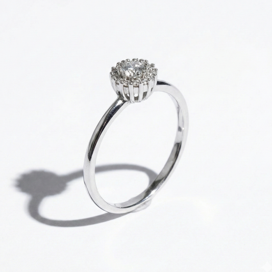 טבעת פרח קטן משובץ