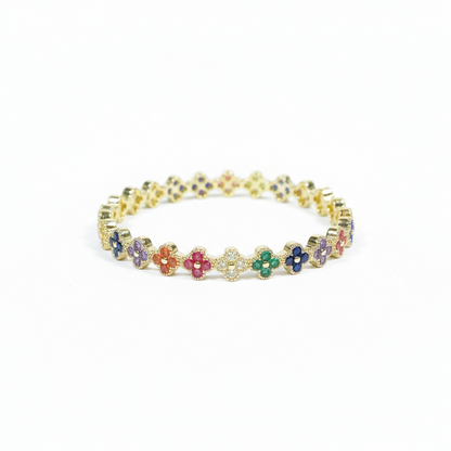 Enhanced multicolored clover bracelet
